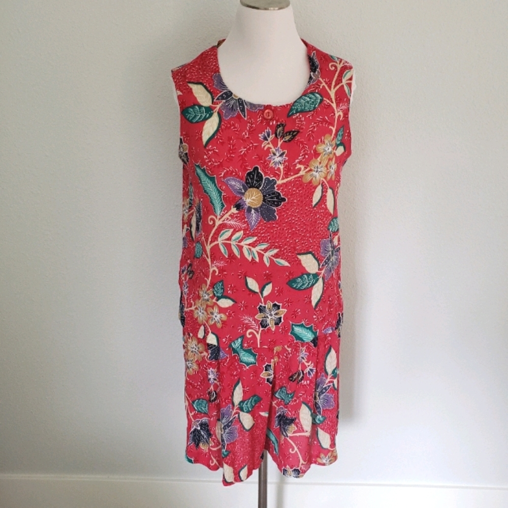 Vintage 90s Jaclyn Smith Red Floral Rayon Wide Leg High Waist Short Set Size S